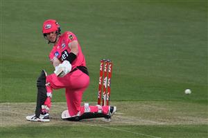 HOBART, AUSTRALIA - DECEMBER 20: Jordan Silk of the Sixers bats during the Big Bash League match between the Sydney Sixers and the Adelaide Strikers at Blundstone Arena, on December 20, 2020, in Hobart, Australia. (Photo by Steve Bell/Getty Images)