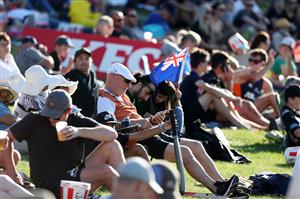 HAMILTON, NEW ZEALAND - DECEMBER 20: Fans enjoy the sun ahead of game two of the International T20 series between New Zealand and Pakistan at Seddon Park on December 20, 2020 in Hamilton, New Zealand. (Photo by Fiona Goodall/Getty Images)
