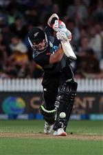 HAMILTON, NEW ZEALAND - DECEMBER 20: Tim Seifert of New Zealand hits the ball during game two of the International T20 series between New Zealand and Pakistan at Seddon Park on December 20, 2020 in Hamilton, New Zealand. (Photo by Fiona Goodall/Getty Images)