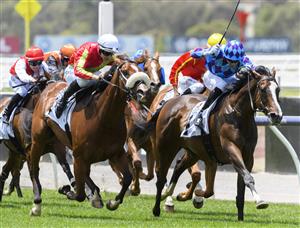 MELBOURNE, AUSTRALIA - DECEMBER 19: Damian Lane riding Wentwood wins Race 1, the Seppelt Salinger Handicap, during Melbourne Racing at Flemington Racecourse on December 19, 2020 in Melbourne, Australia. (Photo by Vince Caligiuri/Getty Images)