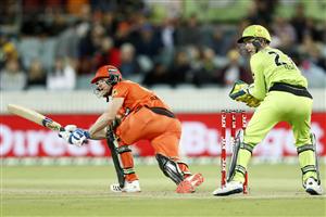 CANBERRA, AUSTRALIA - DECEMBER 22: Cameron Bancroft of the Perth Scorchers bats during the Big Bash League match between the Sydney Thunder and the Perth Scorchers at Manuka Oval, on December 22, 2020, in Canberra, Australia. (Photo by Darrian Traynor/Getty Images)