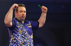 LONDON, ENGLAND - DECEMBER 22: Brendan Dolan of Northern Ireland reacts during his second round match against Edward Foulkes of Japan during day eight of the PDC William Hill World Darts Championship at Alexandra Palace on December 22, 2020 in London, England. (Photo by Luke Walker/Getty Images)