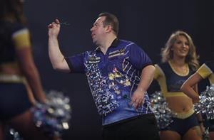 LONDON, ENGLAND - DECEMBER 22: Brendan Dolan of Northern Ireland in action during his second round match against Edward Foulkes of Japan during day eight of the PDC William Hill World Darts Championship at Alexandra Palace on December 22, 2020 in London, England. (Photo by Luke Walker/Getty Images)