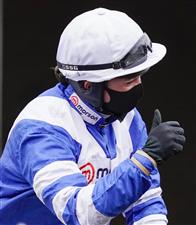 SUNBURY, ENGLAND - DECEMBER 26: A delighted Bryony Frost after riding Frodon to win The Ladbrokes King George VI Chase at Kempton Park Racecourse on December 26, 2020 in Sunbury, England. Owners are allowed to attend if they have a runner at the meeting otherwise racing remains behind closed doors to the public due to the Coronavirus pandemic. (Photo by Alan Crowhurst/Getty Images)