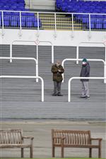 SUNBURY, ENGLAND - DECEMBER 26: Owners at Kempton Park Racecourse on December 26, 2020 in Sunbury, England. Owners are allowed to attend if they have a runner at the meeting otherwise racing remains behind closed doors to the public due to the Coronavirus pandemic. (Photo by Alan Crowhurst/Getty Images)