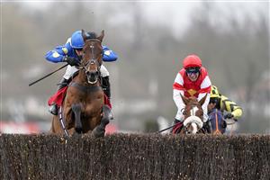 SUNBURY, ENGLAND - DECEMBER 26: Harry Skelton riding Shan Blue clear the last to win The Ladbrokes Kauto Star Novices' Chase at Kempton Park Racecourse on December 26, 2020 in Sunbury, England. Owners are allowed to attend if they have a runner at the meeting otherwise racing remains behind closed doors to the public due to the Coronavirus pandemic. (Photo by Alan Crowhurst/Getty Images)