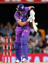 BRISBANE, AUSTRALIA - DECEMBER 27: Wil Parker of the Hurricanes plays a shot during the Big Bash League match between the Brisbane Heat and the Hobart Hurricanes at The Gabba, on December 27, 2020, in Brisbane, Australia. (Photo by Bradley Kanaris/Getty Images)