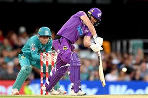 BRISBANE, AUSTRALIA - DECEMBER 27: Darcy Short of the Hurricanes plays a shot during the Big Bash League match between the Brisbane Heat and the Hobart Hurricanes at The Gabba, on December 27, 2020, in Brisbane, Australia. (Photo by Bradley Kanaris/Getty Images)