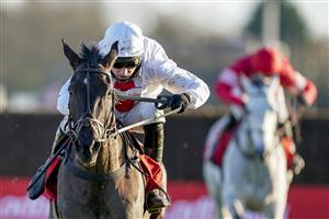 SUNBURY, ENGLAND - DECEMBER 27: Harry Skelton riding Nube Negra clear the last to win The Ladbrokes Desert Orchid Chase at Kempton Park Racecourse on December 27, 2020 in Sunbury, England. Owners are allowed to attend if they have a runner at the meeting otherwise racing remains behind closed doors to the public due to the Coronavirus pandemic. (Photo by Alan Crowhurst/Getty Images)