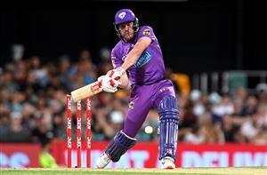 BRISBANE, AUSTRALIA - DECEMBER 27: James Faulkner of the Hurricanes plays a shot during the Big Bash League match between the Brisbane Heat and the Hobart Hurricanes at The Gabba, on December 27, 2020, in Brisbane, Australia. (Photo by Bradley Kanaris/Getty Images)