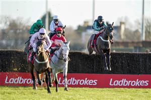 SUNBURY, ENGLAND - DECEMBER 27: Nico de Boinville riding Altior (R) on their way to finishing second in The Ladbrokes Desert Orchid Chase at Kempton Park Racecourse on December 27, 2020 in Sunbury, England. Owners are allowed to attend if they have a runner at the meeting otherwise racing remains behind closed doors to the public due to the Coronavirus pandemic. (Photo by Alan Crowhurst/Getty Images)
