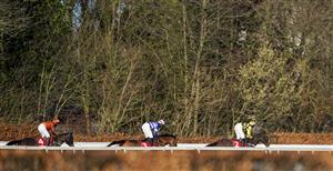SUNBURY, ENGLAND - DECEMBER 27: Nico de Boinville riding Shishkin (R) on their way to winning The Ladbrokes Wayward Lad Novices' Chase at Kempton Park Racecourse on December 27, 2020 in Sunbury, England. Owners are allowed to attend if they have a runner at the meeting otherwise racing remains behind closed doors to the public due to the Coronavirus pandemic. (Photo by Alan Crowhurst/Getty Images)