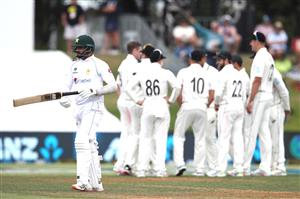 TAURANGA, NEW ZEALAND - DECEMBER 28: Azhar Ali of Pakistan walks off following his dismissal during day three of the First Test match in the series between New Zealand and Pakistan at Bay Oval on December 28, 2020 in Tauranga, New Zealand. (Photo by Phil Walter/Getty Images)