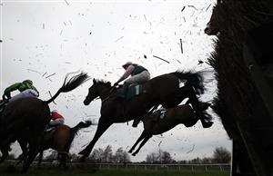 CATTERICK, ENGLAND - DECEMBER 28: Dexcite ridden by Charlie Hammond during the Sky Bet Enter ITV7 Tonight Novices' Handicap Chase at Catterick Racecourse on December 28, 2020 in Catterick, England. (Photo by Tim Goode - Pool / Getty Images)