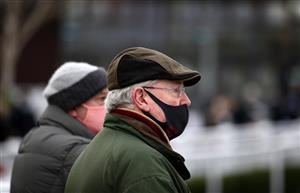 CATTERICK, ENGLAND - DECEMBER 28: Racegoers in the parade ring ahead of today's racing at Catterick Racecourse on December 28, 2020 in Catterick, England. (Photo by Tim Goode - Pool / Getty Images)