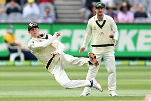 MELBOURNE, AUSTRALIA - DECEMBER 28: Marnus Labuschagne of Australia runs out Ajinkya Rahane of India during day three of the Second Test match between Australia and India at Melbourne Cricket Ground on December 28, 2020 in Melbourne, Australia. (Photo by Quinn Rooney/Getty Images)