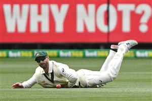 MELBOURNE, AUSTRALIA - DECEMBER 28: Matthew Wade of Australia fields during day three of the Second Test match between Australia and India at Melbourne Cricket Ground on December 28, 2020 in Melbourne, Australia. (Photo by Quinn Rooney/Getty Images)