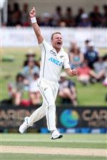TAURANGA, NEW ZEALAND - DECEMBER 28: Neil Wagner of New Zealand celebrates his wicket of Fawad Alam of Pakistan during day three of the First Test match in the series between New Zealand and Pakistan at Bay Oval on December 28, 2020 in Tauranga, New Zealand. (Photo by Phil Walter/Getty Images)