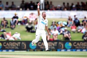 TAURANGA, NEW ZEALAND - DECEMBER 28: Neil Wagner of New Zealand celebrates his wicket of Fawad Alam of Pakistan during day three of the First Test match in the series between New Zealand and Pakistan at Bay Oval on December 28, 2020 in Tauranga, New Zealand. (Photo by Phil Walter/Getty Images)