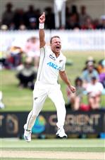 TAURANGA, NEW ZEALAND - DECEMBER 28: Neil Wagner of New Zealand celebrates his wicket of Fawad Alam of Pakistan during day three of the First Test match in the series between New Zealand and Pakistan at Bay Oval on December 28, 2020 in Tauranga, New Zealand. (Photo by Phil Walter/Getty Images)