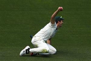 MELBOURNE, AUSTRALIA - DECEMBER 28: Pat Cummins of Australia takes a catch to dismiss Ravindra Jadeja of India during day three of the Second Test match between Australia and India at Melbourne Cricket Ground on December 28, 2020 in Melbourne, Australia. (Photo by Robert Cianflone/Getty Images)