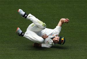 MELBOURNE, AUSTRALIA - DECEMBER 28: Pat Cummins of Australia takes a catch to dismiss Ravindra Jadeja of India during day three of the Second Test match between Australia and India at Melbourne Cricket Ground on December 28, 2020 in Melbourne, Australia. (Photo by Robert Cianflone/Getty Images)