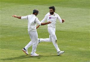 MELBOURNE, AUSTRALIA - DECEMBER 28: Ravindra Jadeja of India celebrates taking the wicket of Matthew Wade of Australia during day three of the Second Test match between Australia and India at Melbourne Cricket Ground on December 28, 2020 in Melbourne, Australia. (Photo by Robert Cianflone/Getty Images)