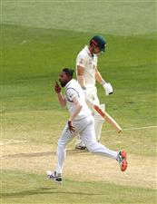 MELBOURNE, AUSTRALIA - DECEMBER 28: Mohammed Siraj of India celebrates taking the wicket of Travis Head of Australia during day three of the Second Test match between Australia and India at Melbourne Cricket Ground on December 28, 2020 in Melbourne, Australia. (Photo by Robert Cianflone/Getty Images)