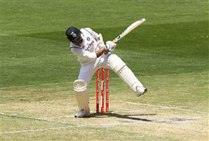 MELBOURNE, AUSTRALIA - DECEMBER 28: Umesh Yadav of India bats during day three of the Second Test match between Australia and India at Melbourne Cricket Ground on December 28, 2020 in Melbourne, Australia. (Photo by Robert Cianflone/Getty Images)