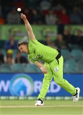 CANBERRA, AUSTRALIA - DECEMBER 29: Daniel Sams of the Thunder bowls during the Big Bash League match between Sydney Thunder and the Melbourne Stars at Manuka Oval, on December 29, 2020, in Canberra, Australia. (Photo by Mike Owen/Getty Images)