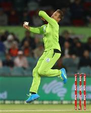 CANBERRA, AUSTRALIA - DECEMBER 29: Chris Green of the Thunder bowls during the Big Bash League match between Sydney Thunder and the Melbourne Stars at Manuka Oval, on December 29, 2020, in Canberra, Australia. (Photo by Mike Owen/Getty Images)