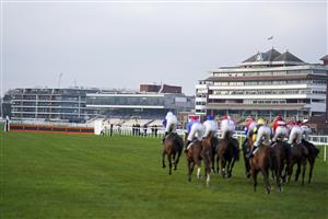 NEWBURY, ENGLAND - DECEMBER 29: A general view as runners make their way to the first flight of hurdles in The MansionBet App 'Introductory' Hurdle at Newbury Racecourse on December 29, 2020 in Newbury, England. Owners are allowed to attend if they have a runner at the meeting otherwise racing remains behind closed doors to the public due to the Coronavirus pandemic. (Photo by Alan Crowhurst/Getty Images)