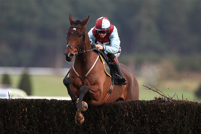MARKET RASEN, ENGLAND - DECEMBER 30: Checkitout ridden by Sam Twiston-Davies in action during The racingtv.com Novices Limited Handicap Chase at Market Rasen Racecourse on December 30, 2020 in Market Rasen, England. (Photo by Mike Egerton - Pool/Getty Images)
