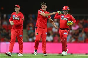 GOLD COAST, AUSTRALIA - DECEMBER 29: Peter Hatzoglou of the Renegades celebrates after dismissing Jack Edwards of the Sixers during the Big Bash League match between the Melbourne Renegades and the Sydney Sixers at Metricon Stadium, on December 29, 2020, in Gold Coast, Australia. (Photo by Chris Hyde/Getty Images)