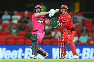 GOLD COAST, AUSTRALIA - DECEMBER 29: Dan Cristian of the Sixers bats during the Big Bash League match between the Melbourne Renegades and the Sydney Sixers at Metricon Stadium, on December 29, 2020, in Gold Coast, Australia. (Photo by Chris Hyde/Getty Images)