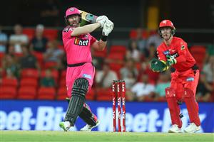 GOLD COAST, AUSTRALIA - DECEMBER 29: Dan Cristian of the Sixers bats during the Big Bash League match between the Melbourne Renegades and the Sydney Sixers at Metricon Stadium, on December 29, 2020, in Gold Coast, Australia. (Photo by Chris Hyde/Getty Images)