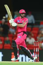 GOLD COAST, AUSTRALIA - DECEMBER 29: James Vince of the Sixers bats during the Big Bash League match between the Melbourne Renegades and the Sydney Sixers at Metricon Stadium, on December 29, 2020, in Gold Coast, Australia. (Photo by Chris Hyde/Getty Images)