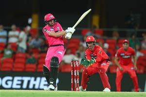GOLD COAST, AUSTRALIA - DECEMBER 29: James Vince of the Sixers bats during the Big Bash League match between the Melbourne Renegades and the Sydney Sixers at Metricon Stadium, on December 29, 2020, in Gold Coast, Australia. (Photo by Chris Hyde/Getty Images)