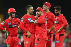 GOLD COAST, AUSTRALIA - DECEMBER 29: Mohammad Nabi of the Renegades celebrates after dismissing Daniel Hughes of the Sixers during the Big Bash League match between the Melbourne Renegades and the Sydney Sixers at Metricon Stadium, on December 29, 2020, in Gold Coast, Australia. (Photo by Chris Hyde/Getty Images)