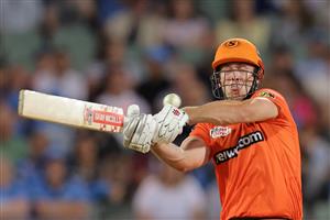 ADELAIDE, AUSTRALIA - DECEMBER 31: Mitch Marsh of the Perth Scorchers is struck on the helmet during the Big Bash League match between the Adelaide Strikers and the Perth Scorchers at Adelaide Oval, on December 31, 2020, in Adelaide, Australia. (Photo by Daniel Kalisz/Getty Images)