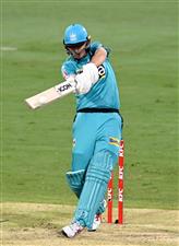 BRISBANE, AUSTRALIA - DECEMBER 30: Simon Milenko of the Heat plays a shot during the Big Bash League match between the Hobart Hurricanes and Brisbane Heat at The Gabba, on December 30, 2020, in Brisbane, Australia. (Photo by Bradley Kanaris/Getty Images)