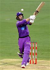 BRISBANE, AUSTRALIA - DECEMBER 30: Pete Handscomb of the Hurricanes plays a shot during the Big Bash League match between the Hobart Hurricanes and Brisbane Heat at The Gabba, on December 30, 2020, in Brisbane, Australia. (Photo by Bradley Kanaris/Getty Images)