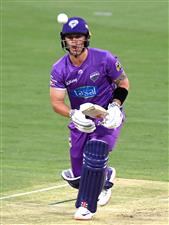 BRISBANE, AUSTRALIA - DECEMBER 30: Ben McDermott of the Hurricanes plays a shot during the Big Bash League match between the Hobart Hurricanes and Brisbane Heat at The Gabba, on December 30, 2020, in Brisbane, Australia. (Photo by Bradley Kanaris/Getty Images)