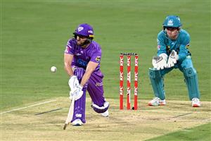 BRISBANE, AUSTRALIA - DECEMBER 30: Dawid Malan of the Hurricanes plays a shot during the Big Bash League match between the Hobart Hurricanes and Brisbane Heat at The Gabba, on December 30, 2020, in Brisbane, Australia. (Photo by Bradley Kanaris/Getty Images)