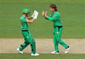 HOBART, AUSTRALIA - JANUARY 04: Adam Zampa of the Melbourne Stars celebrates taking the wicket of Dawid Malan of the Hurricanes during the Big Bash League match between the Melbourne Stars and the Hobart Hurricanes at Blundstone Arena, on January 04, 2021, in Hobart, Australia. (Photo by Robert Cianflone/Getty Images)
