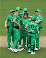 HOBART, AUSTRALIA - JANUARY 04: Adam Zampa of the Melbourne Stars celebrates taking the wicket of Dawid Malan of the Hurricanes during the Big Bash League match between the Melbourne Stars and the Hobart Hurricanes at Blundstone Arena, on January 04, 2021, in Hobart, Australia. (Photo by Robert Cianflone/Getty Images)