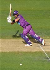 HOBART, AUSTRALIA - JANUARY 04: Ben McDermott of the Hurricanes bats during the Big Bash League match between the Melbourne Stars and the Hobart Hurricanes at Blundstone Arena, on January 04, 2021, in Hobart, Australia. (Photo by Robert Cianflone/Getty Images)