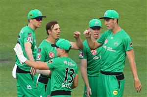 HOBART, AUSTRALIA - JANUARY 04: Sam Rainbird of the Melbourne Stars celebrates taking the wicket of Tim David of the Hurricanes during the Big Bash League match between the Melbourne Stars and the Hobart Hurricanes at Blundstone Arena, on January 04, 2021, in Hobart, Australia. (Photo by Robert Cianflone/Getty Images)