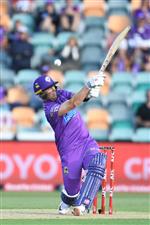 HOBART, AUSTRALIA - JANUARY 04: Ben McDermott of the Hurricanes bats during the Big Bash League match between the Melbourne Stars and the Hobart Hurricanes at Blundstone Arena, on January 04, 2021, in Hobart, Australia. (Photo by Steve Bell/Getty Images)