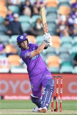 HOBART, AUSTRALIA - JANUARY 04: Ben McDermott of the Hurricanes bats during the Big Bash League match between the Melbourne Stars and the Hobart Hurricanes at Blundstone Arena, on January 04, 2021, in Hobart, Australia. (Photo by Steve Bell/Getty Images)
